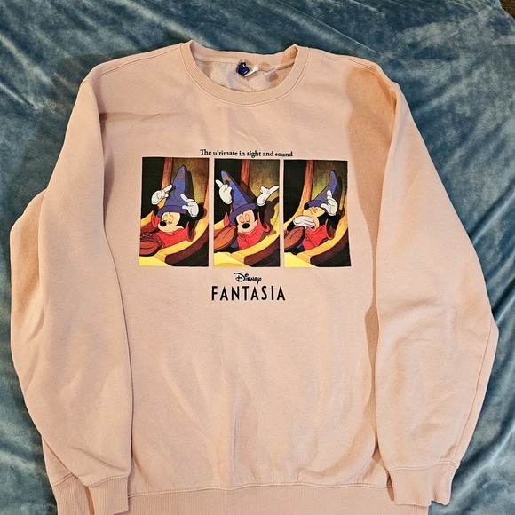 H&M Disney Fantasia Pink Oversized Crewneck Sweater Size Small - Picture 8 of 14